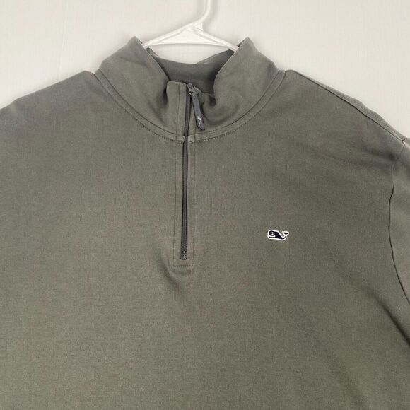 Vineyard Vines Pullover Mens Large Gray Sweater 1/4 Zip Cotton Jacket Stretch - Picture 3 of 16